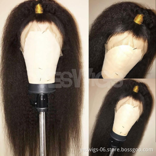 Cheap Wholesale Yeswigs Kinky Yaki Straight Lace Frontal Wig Raw Brazilian Virgin Human Hair Transparent Hd Full Lace Front Wig